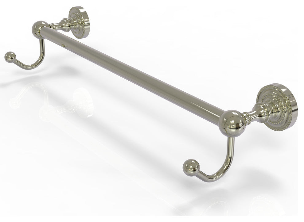 Dottingham 18" Towel Bar with Integrated Hooks, Polished Nickel