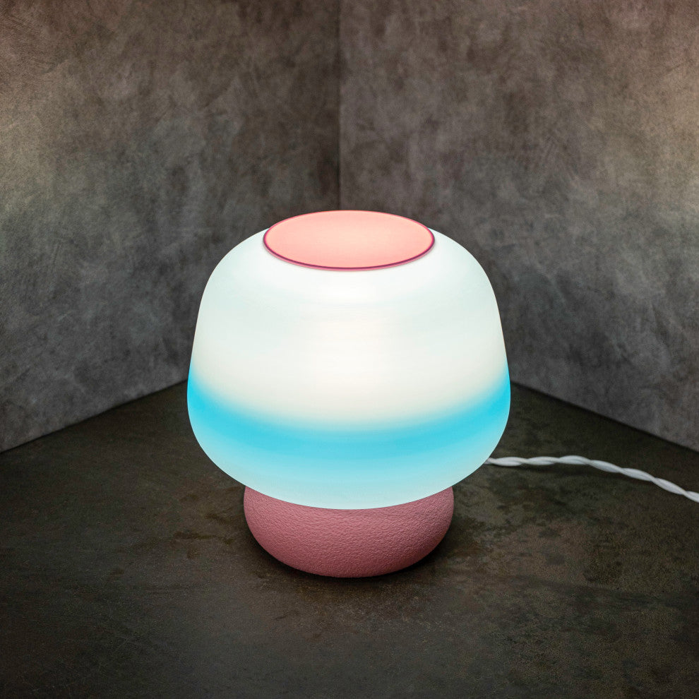 Mushroom 10" Plant-Based PLA Dimmable LED Table Lamp, Blue/White/Light Pink