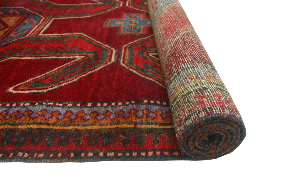 Fine Vintage Distressed Ouissal Burgundy/Navy Runner, 3'10x9'6