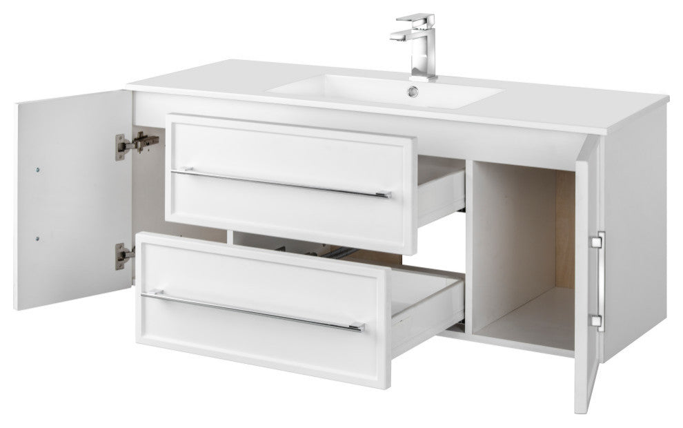 Milano Wall Hung Vanity, White, 48"