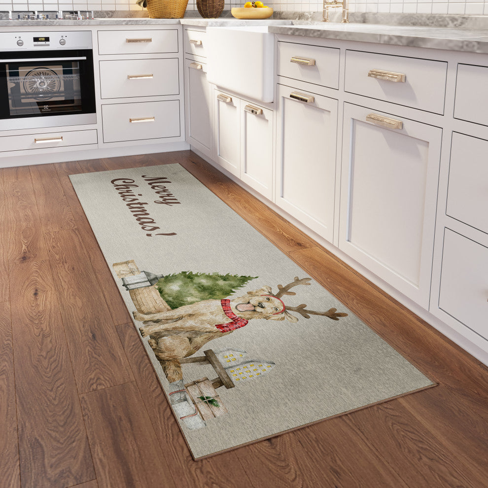 Indoor/Outdoor Wonderland WN8 Beige Machine Washable 2'3" x 7'6" Runner Rug