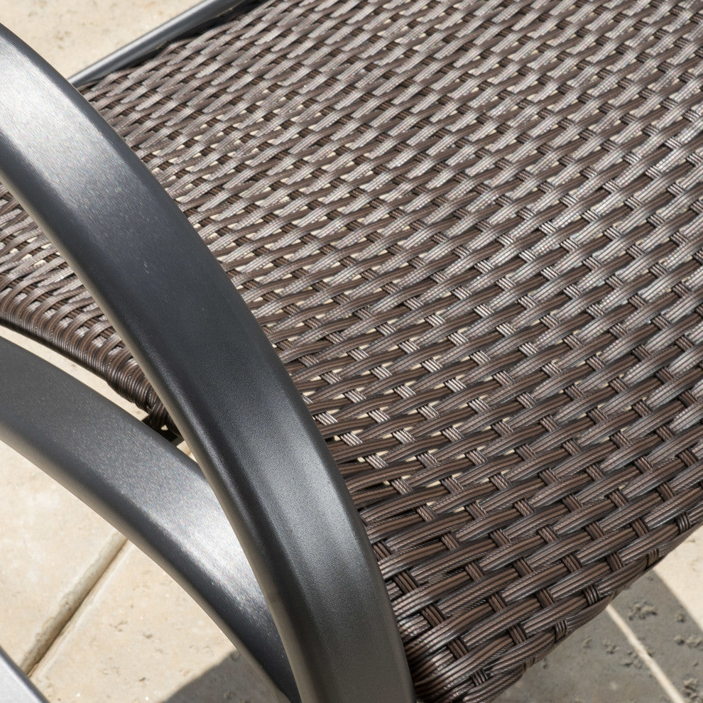 GDF Studio Leann Outdoor Dark Brown Wicker Rocking Chairs