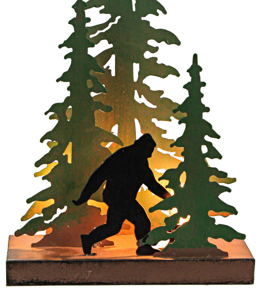 Rustic Metal Bigfoot Forest Stroll Accent Lamp Decorative Sasquatch Home Decor