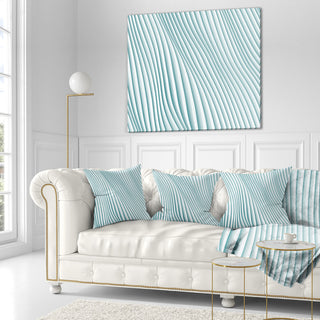 Fractal Small Blue 3D Waves Contemporary Throw Pillow, 18"x18"