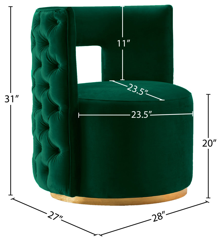 Theo Velvet Upholstered Accent Chair, Green