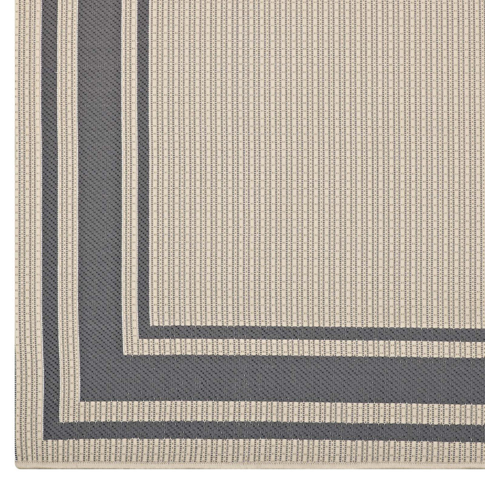 Rim Solid Border 9x12 Indoor and Outdoor Area Rug-Gray and Beige