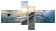 Boat Docked at Beautiful Sunset, Seashore Canvas Art Print, 60"x32", 4 panels