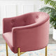 Tufted Counter Stool Chair, Velvet, Metal, Pink, Bar Pub Cafe Bistro Restaurant