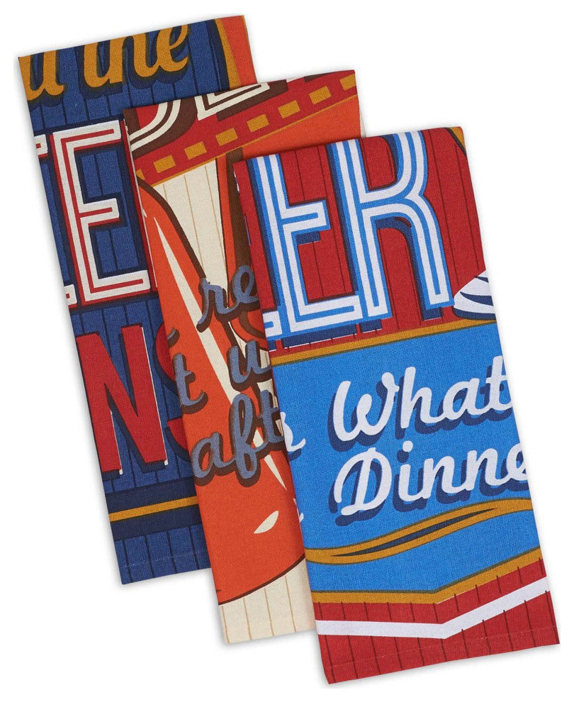 DII Assorted Retro Beer Print Dishtowel (Set of 3)