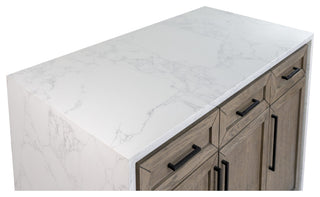 Palisade 48" Kitchen Island, Gray Oak, Engineered Marble