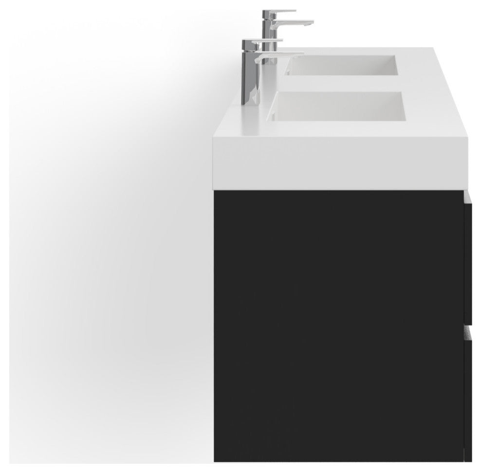 Boutique Bath Vanity, Black, 80", Single Sink, Freestanding