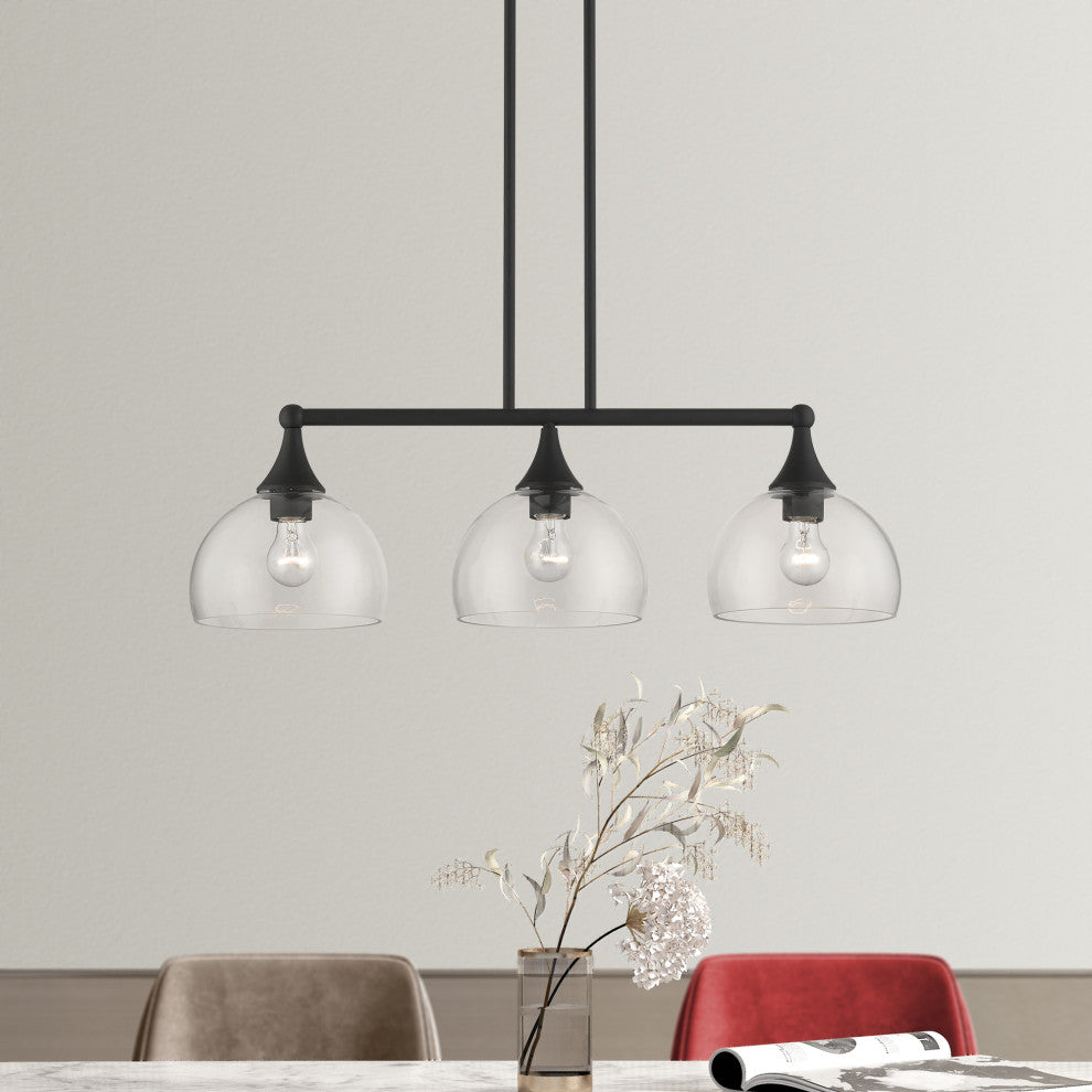 3 Light Black Linear Chandelier
