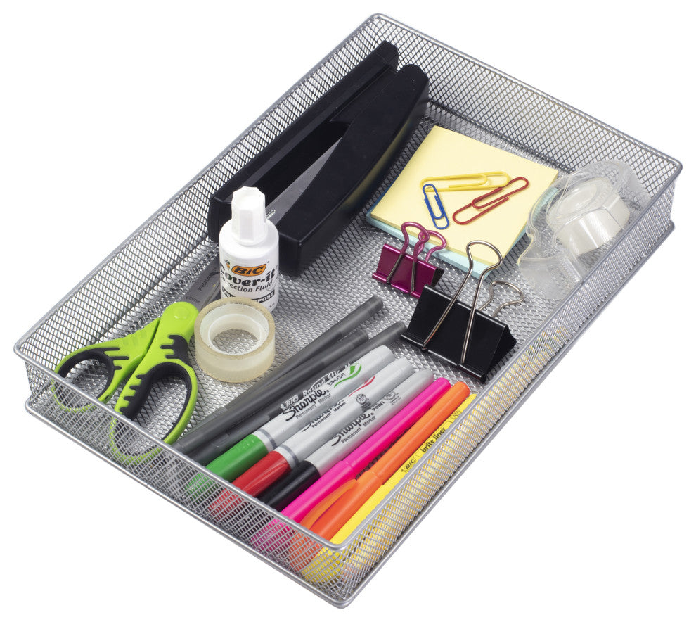 YBM Home White Mesh Desk Drawer Organizer Tray, 8x12x2, 12 Pack