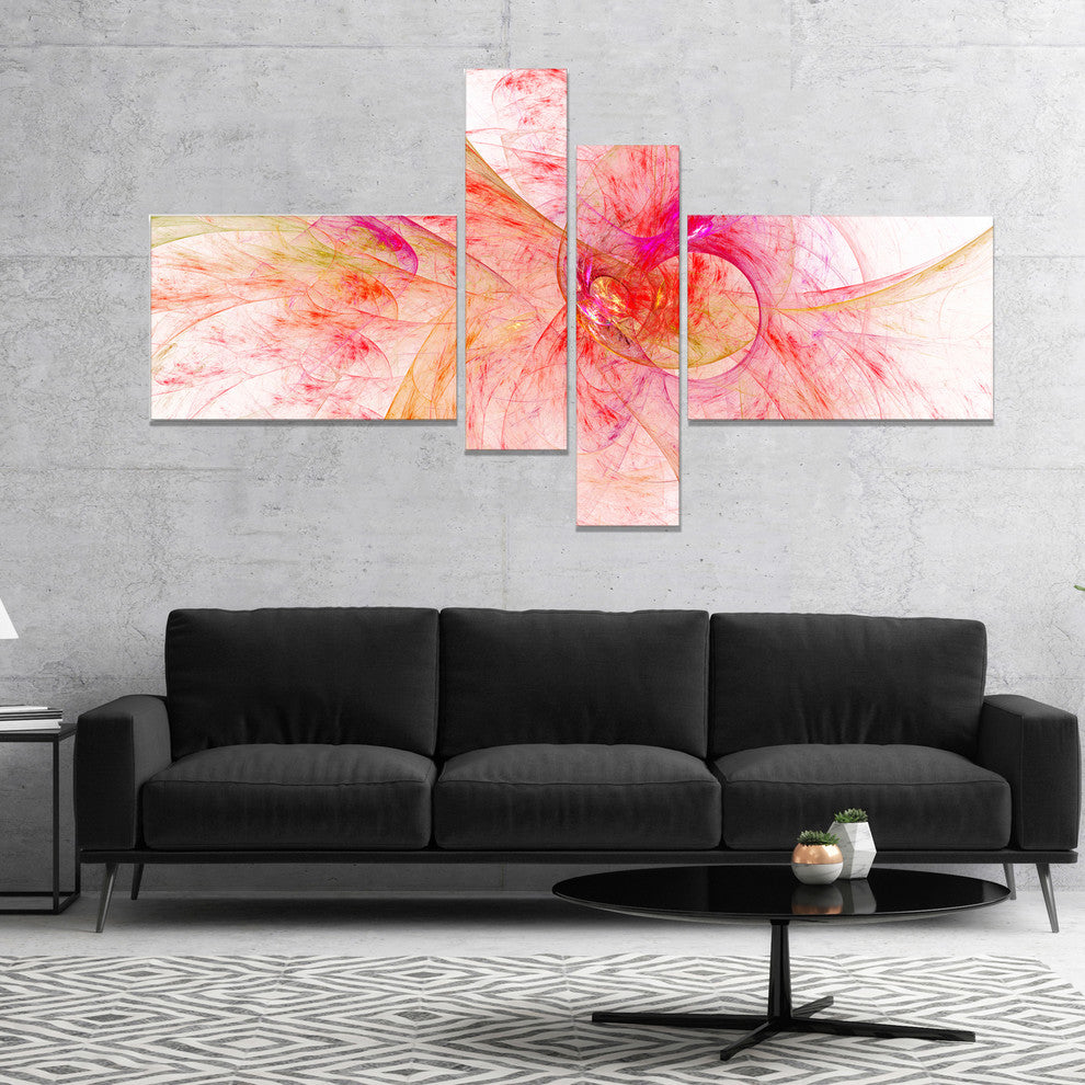 Pink Fractal Abstract Illustration, Abstract Canvas Art Print, 60"x32", 4 panels