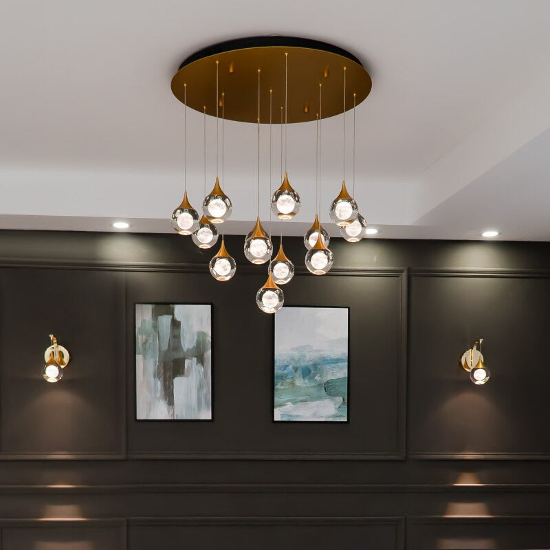 MIRODEMIÂ® Pigna | Modern Crystal LED Chandelier with Hanging Balls, 6 Lights
