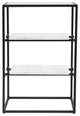 24" Black Glass and Marble Rectangular End Table With Two Shelves