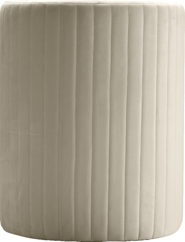 Selena 2-Piece Velvet Accent Chair and Ottoman Set, Cream