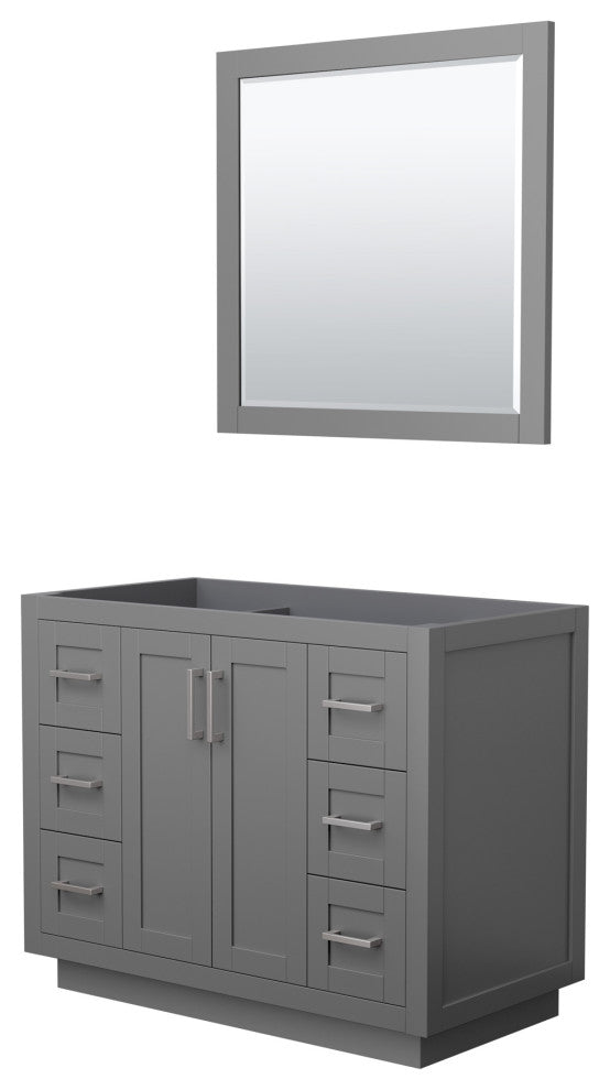 42" Single Bathroom Vanity, Dark Gray, Nickel Trim, 34" Mirror