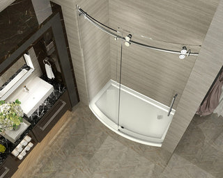 ZenArch 60"x77.5" Frameless Bowfront Sliding Shower Door, Chrome, R Open, R Base