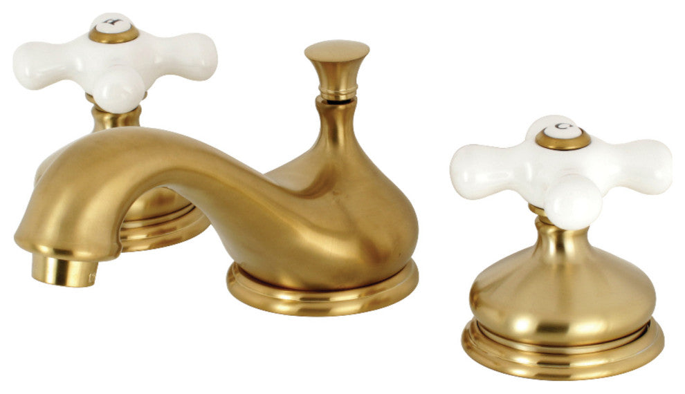 Kingston Brass Widespread Bathroom Faucet With Brass Pop-Up, Brushed Brass
