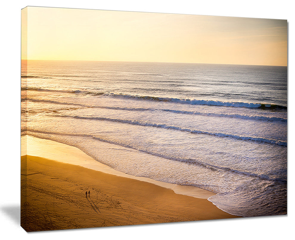 "Stunning Orange Sunset Over Beach" Seascape Art Canvas, 40"x30"