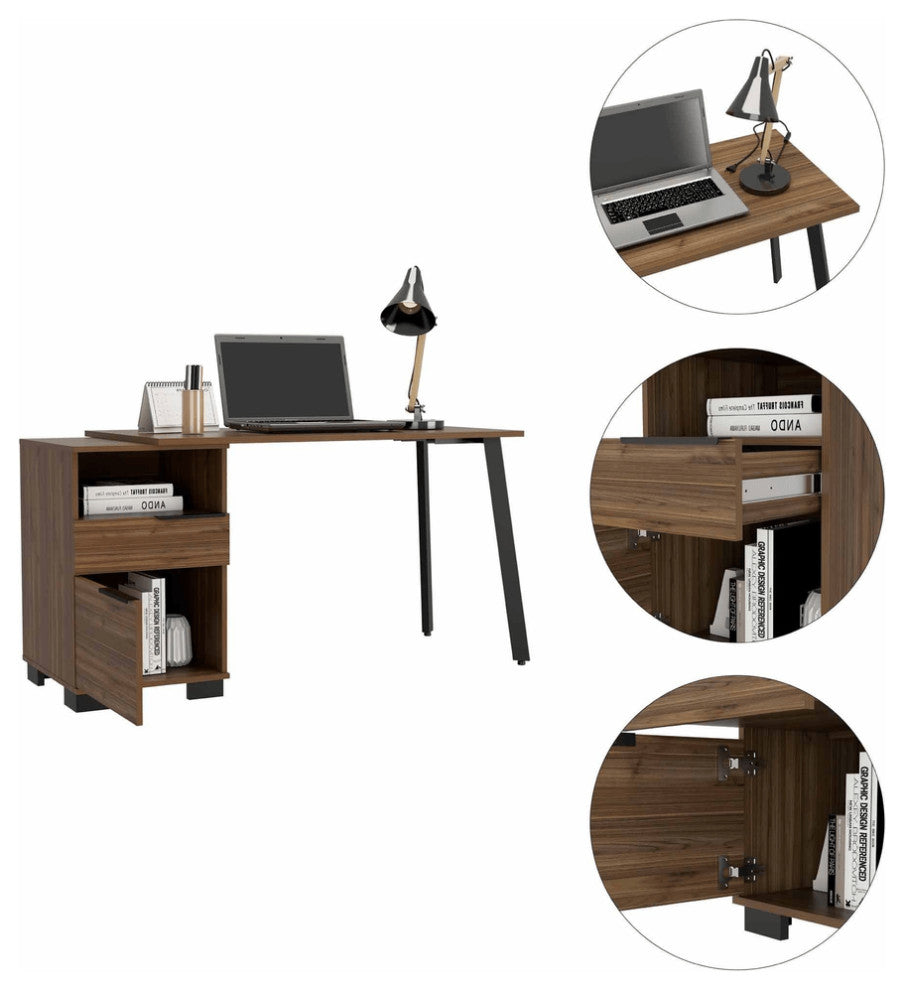 Contempo Flair Mahogany and Black Office Desk