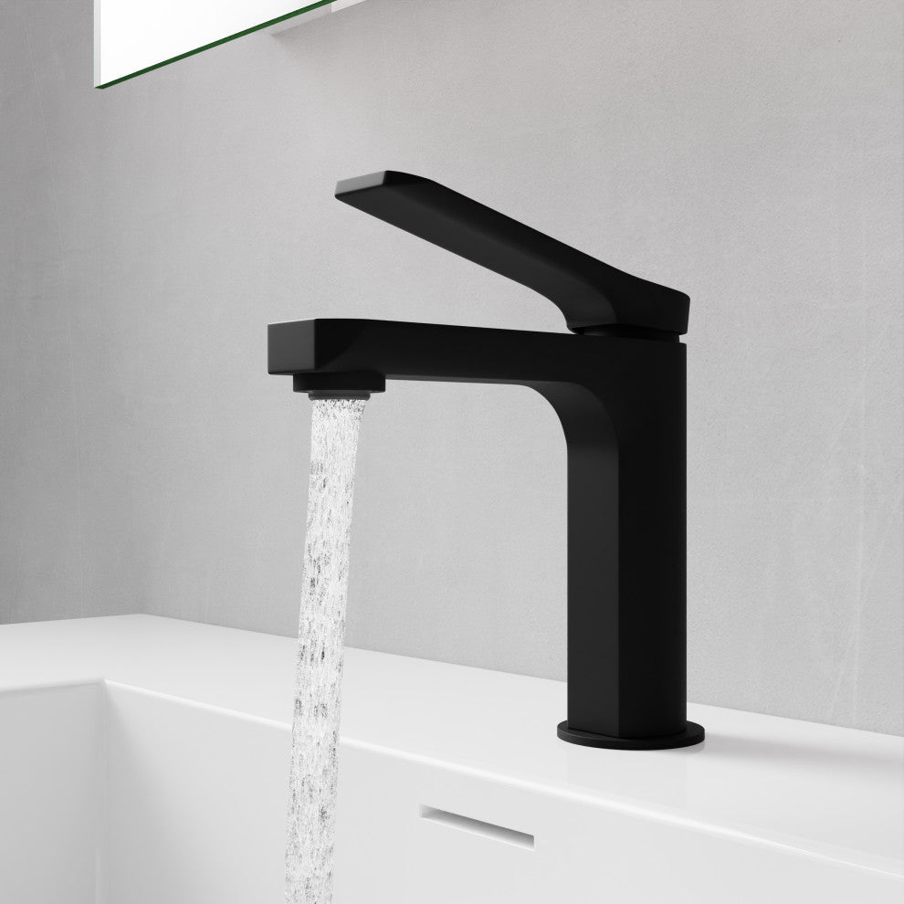 1-Handle Bathroom Faucet, Matte Black and Chrome