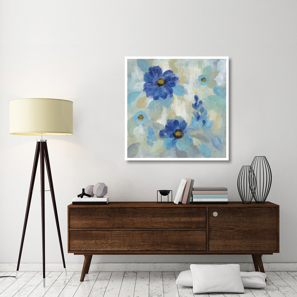 "Blue Flowers Whisper II" Digital Paper Print by Silvia Vassileva, 42"x42"
