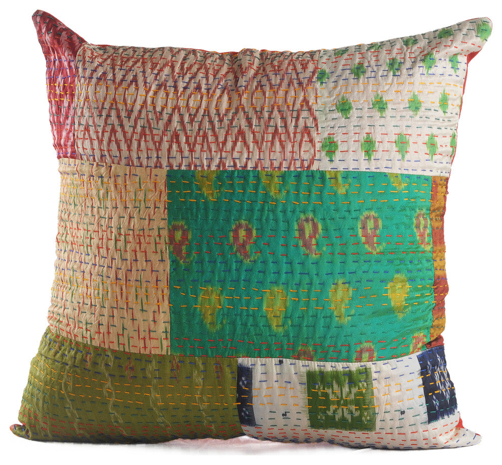 Traditional Patola Kantha Throw Pillow