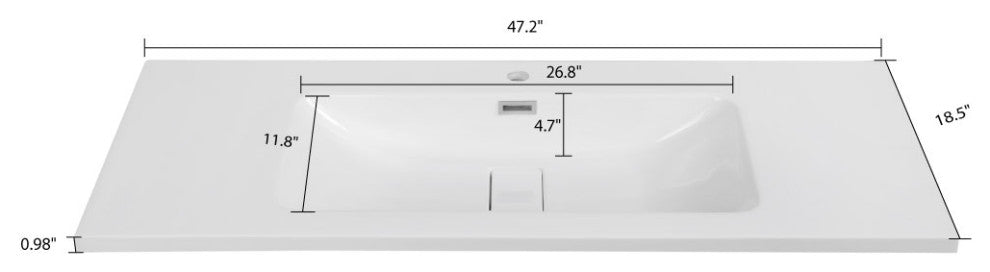 48" Solid Surface Resin Streamline K-1409-48 Vanity Top