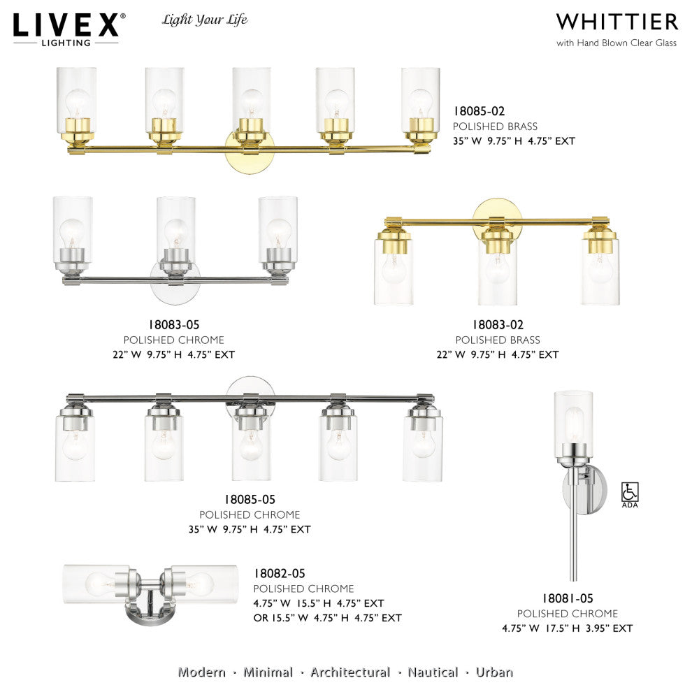 Whittier 3-Light Polished Chrome Vanity Sconce