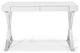 HomeRoots Desk Large High Gloss White Two Drawers Stainless Steel Base