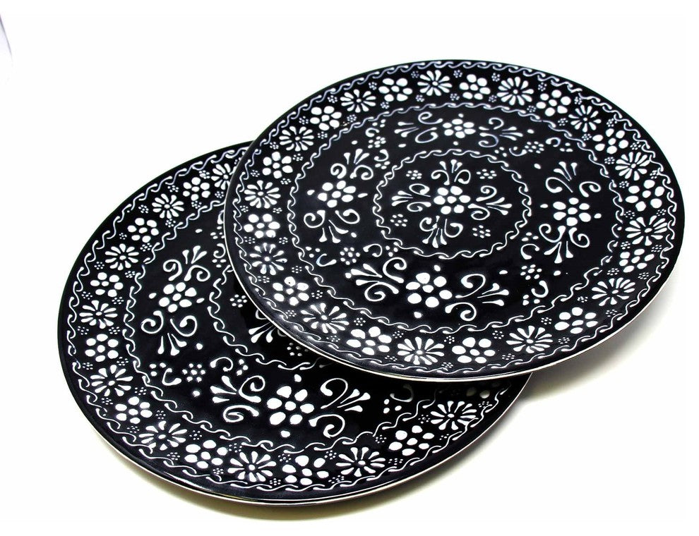 Encantada Handmade Dinner Plates, Set of 2, Ink