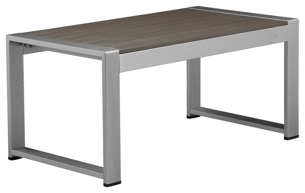 Benzara BM287844 Kili 35" Coffee Table, Surface, White Gray Aluminum Frame