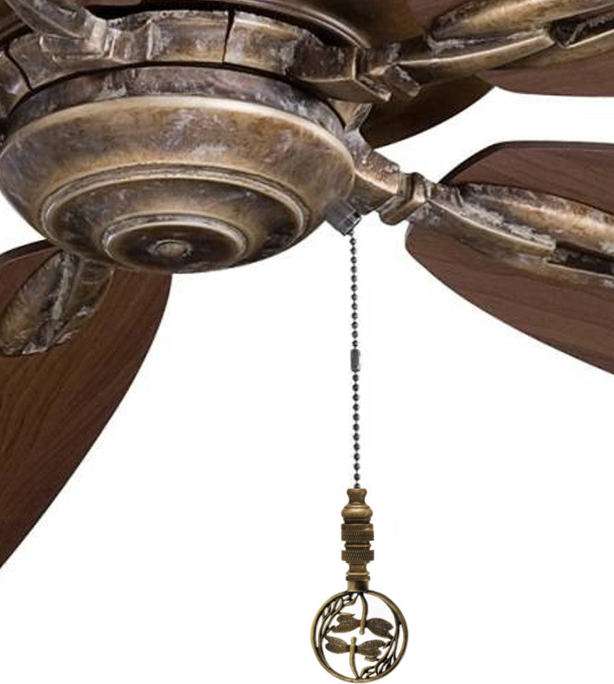 Double Dragonfly Ceiling Fan Pull Antique Brass 2.8"h