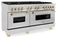 ZLINE 60" Dual Fuel Range, DuraSnow Steel With Gold RASZ-SN-60-G