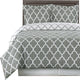 Meridian Cotton Printed Reversible Bed Set, Gray and White, Full