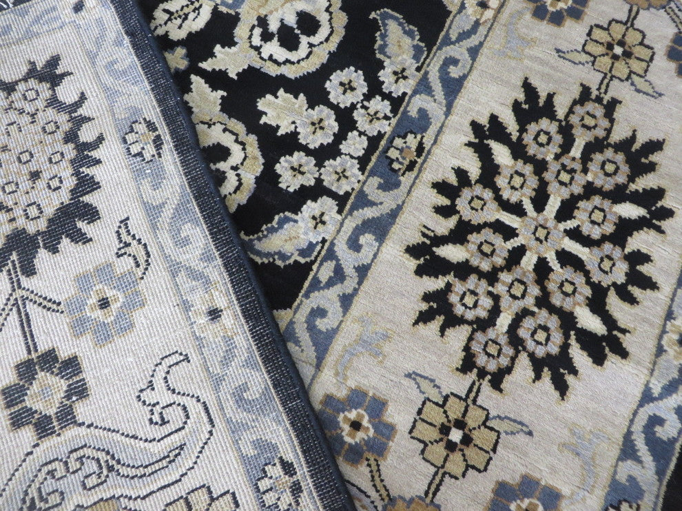 8'2x9'11 Handmade Navy Blue Fine Agra Tabriz Oriental Rug