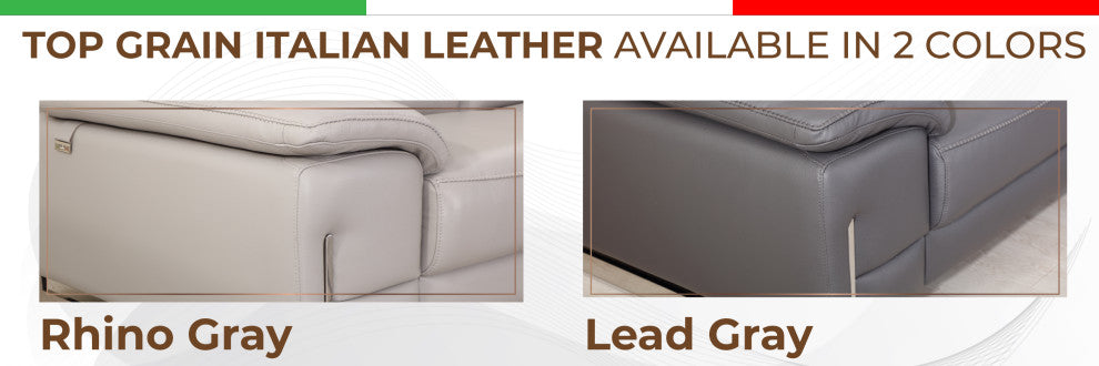 Turin Contemporary Genuine Italian Leather 2-Piece Set Light Gray