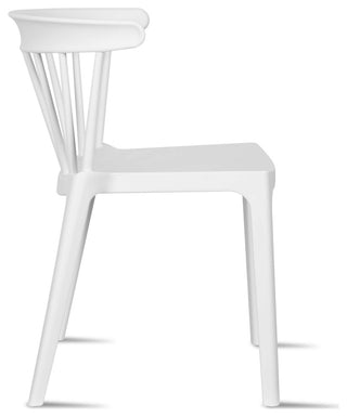 Dining Elbow Side Chair, Plastic Indoor/Outdoor Stackable Slat Back Patio Chair, White