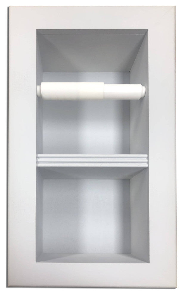 Bayshore Recessed Solid Wood Double Toilet Paper Holder 7 X 14.5, Primed Gray