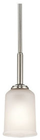 Transitional Shailene Mini Pendant, Brushed Nickel With Satin Etched Glass