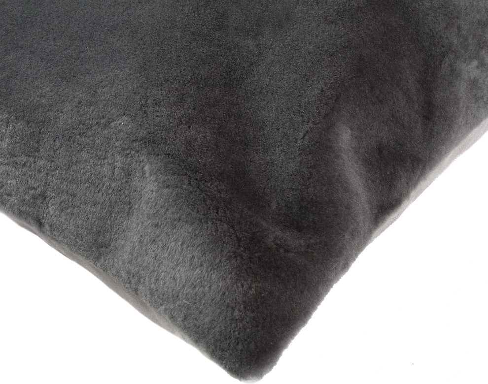 100% Sheepskin Nelson Pillow, Gray, 18"x18"