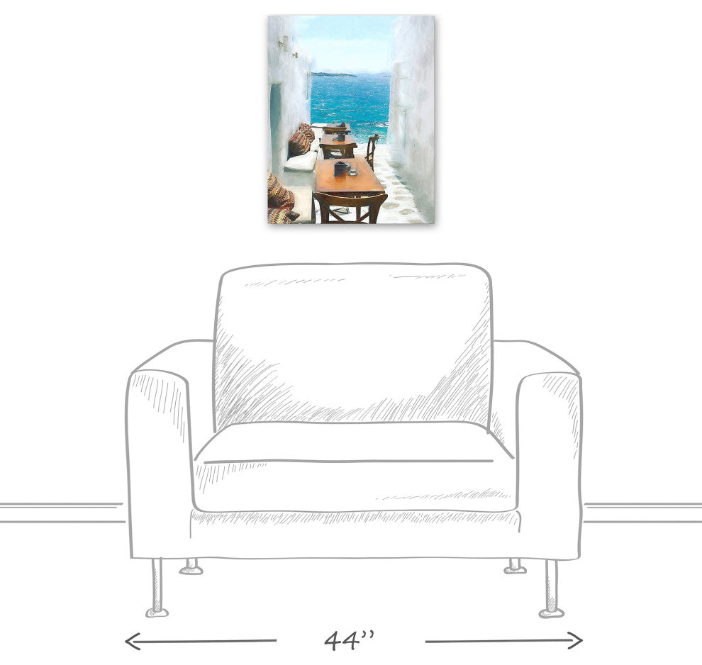 Grecian Tables By The Sea 16x20 Canvas Wall Art