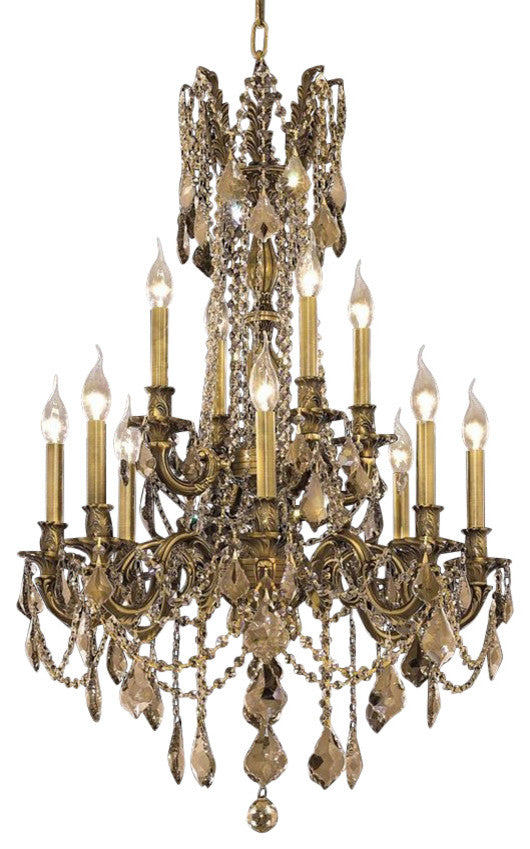 Elegant Rosalia Dining Room Light, Dark Bronze Finish With Royal Cut Crystal