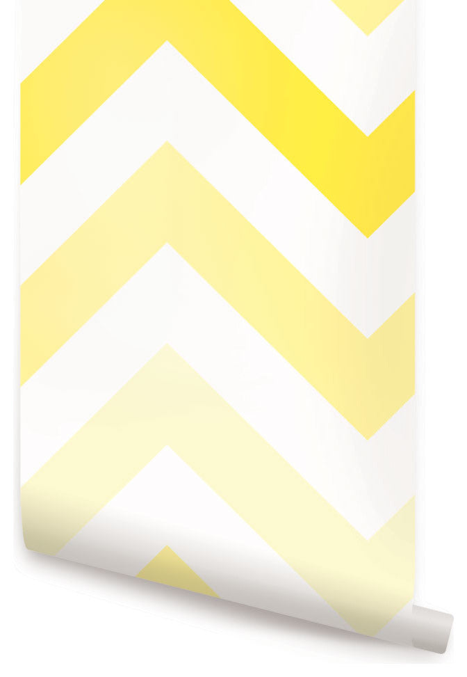 Chevron Peel and Stick Vinyl Wallpaper, Yellow, 24" X 60"