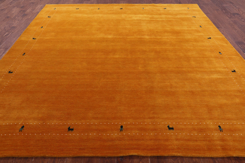 10' Square Persian Gabbeh Hand Knotted Rug - Q15145