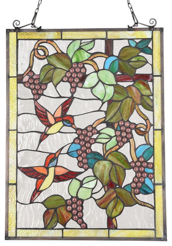 Chloe Lighting Vineyard Tiffany-Style Animal Design Window Panel 18"x25"