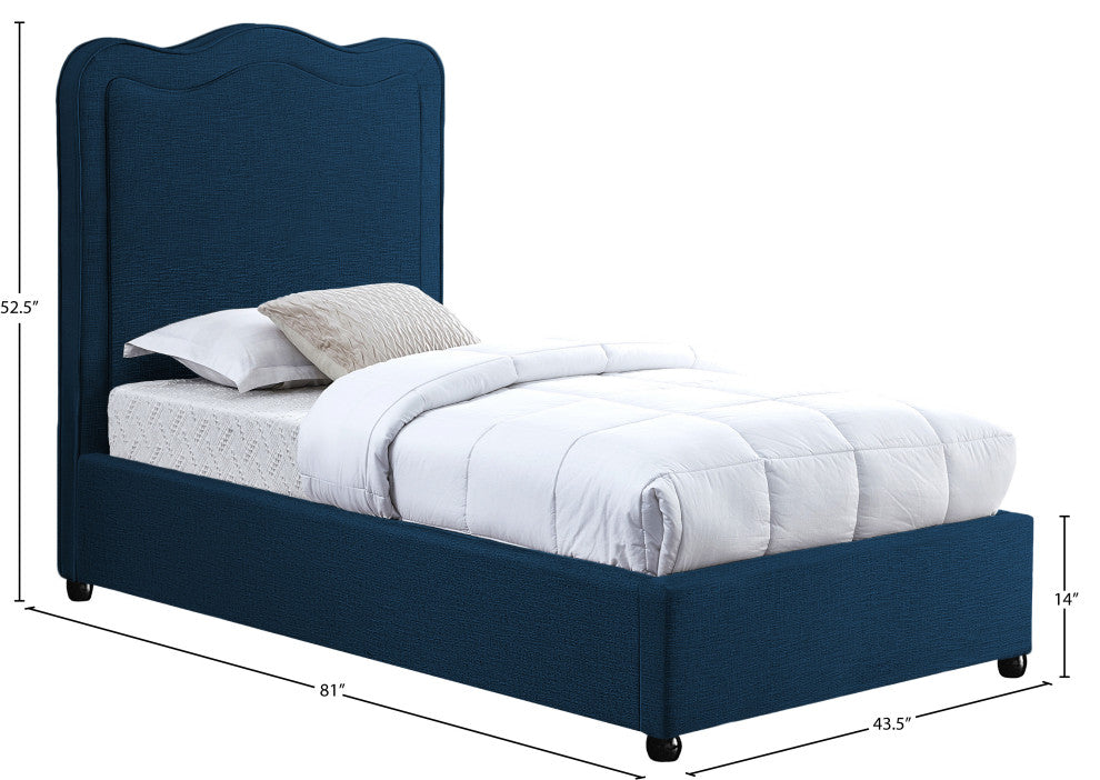 Felix Linen Upholstered Bed, Navy, Twin
