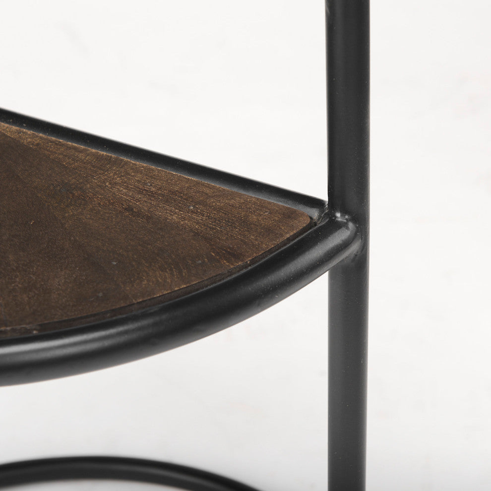 Arlo Dark Brown Solid Wood w/ Black Iron Base End Table